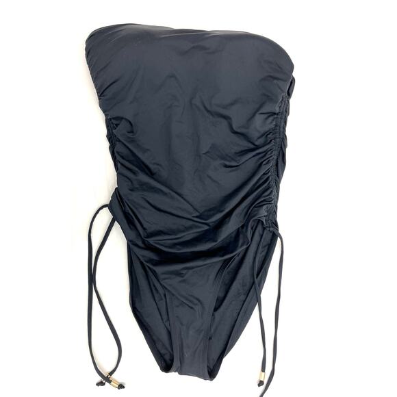 La Blanca One Piece Swim Suit Solid Black Sweetheart Neckline Size 12 NWT - Picture 6 of 8